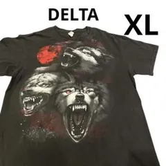 DELTA 狼 オオカミグラフィック Tシャツ ブラックXL
