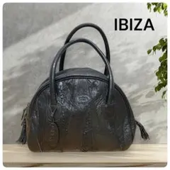 美品】 イビザ ハンドバッグ 本革 レザー ハート パッチワーク 