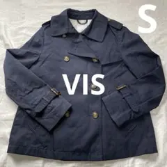 VIS ヴィス　ネイビー トレンチコート　ショート　アウター　S