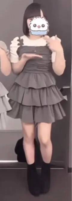 evelyn リボンキャミギャザーOP チャコール