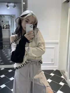 【melt the lady】 contrast stitch knit