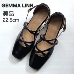 美品★GEMMA LINN クロスストラップ スクエアトゥパンプス 黒22.5のサムネイル