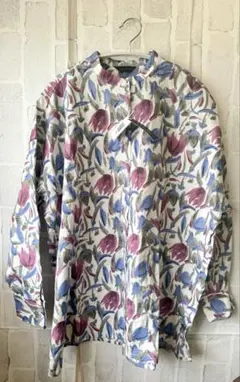 ◎新品　CALINERカリネ　花柄長袖シャツ　Mサイズ　コットン100%