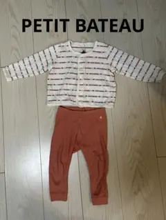 PETIT BATEAU カーディガン ホワイト/レッド18Mとレギンス12M