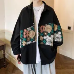 ☆新着☆ 刺繍 シャツ 花柄 和柄 メンズ 羽織 ゆったり ストリート