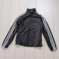 adidas アディダス 裏起毛ジャケット 黒 3本ライン スポーツウェア
