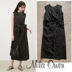 Mila Owen ドットノースリタックリボンデザインワンピース
