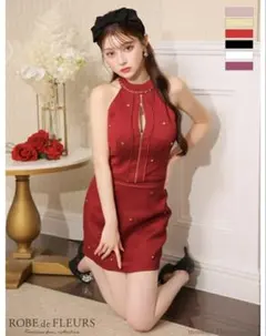 ローブドフルール　セットアップ　レッド　ハートスタッズ　キャバドレス　S