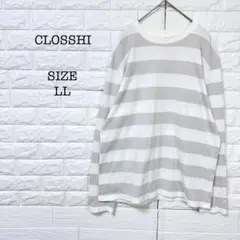 メンズ 長袖カットソー ボーダー柄 Tシャツ LLサイズ ゆったり カジュアル