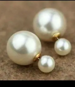 ツインパールピアス 大きいパールアクセサリー バックキャッチピアス 結婚式
