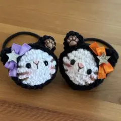 あみぐるみヘアゴム♡ハロウィンリボンの黒猫ずきんちゃん♡