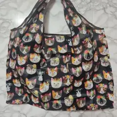 猫の顔デザイン　大きめエコバッグ