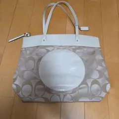 COACH シグネチャー トートバッグ ホワイト ベージュのサムネイル