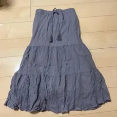 フレアロングスカート　ウエストゴム　体型カバー　ラメ感有