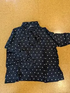 【45R】45rpm コットン100% インディゴ リボンタイドット柄シャツ 2 45R】45rpm コットン100% インディゴ リボンタイドット柄シャツ 2 45R