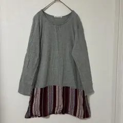 Heart Market グレー ボルドー チュニック 長袖　Fサイズ
