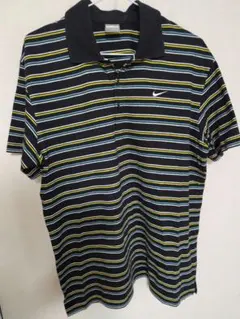 90s NIKE 紺タグ ヴィンテージ ポロシャツ ボーダー 刺繍ロゴ XL