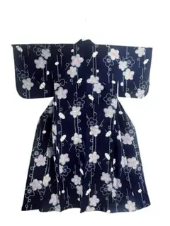 浴衣 有松鳴海絞り 藍染 花模様 小花 ネイビー系 着物 042w d - メルカリ