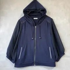 アクシーズファム パーカー トップス M シアー レース 異素材 ジップアップ