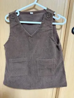 ブラウン コーデュロイ ノースリーブ ワンピース