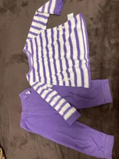 紫色と白のストライプ パジャマセット 100cm