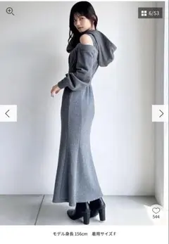 【試着のみ・タグ付き】RESEXXY レイヤードフーディワンピース