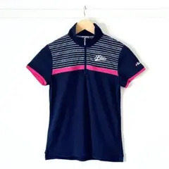 【今だけお得・美品】FILA 半袖ポロシャツ M 紺 レディース ゴルフウェア