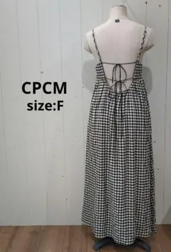 CPCM ギンガム チェック バックリボン キャミ マキシ丈 ワンピース