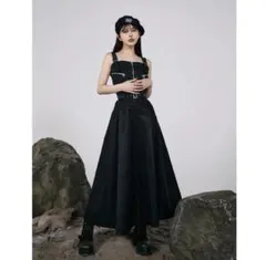 即日発送Darich ナイロンジャンパーロングワンピース ブラック