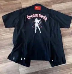 Cream Soda ボウリングシャツ　クリームソーダ キャット ネコ 黒のサムネイル