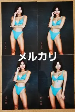 石川加奈子 生写真 4枚セット①レースクイーン（ハガキサイズ）水着