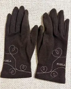 フルラ　手袋　ダークブラウン