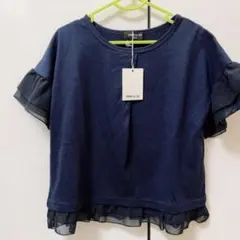 フリル付きネイビーTシャツのサムネイル
