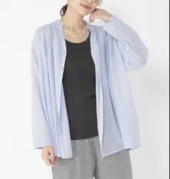 studio CLIP/シアーシャツ/ライトブルー /フリーサイズ