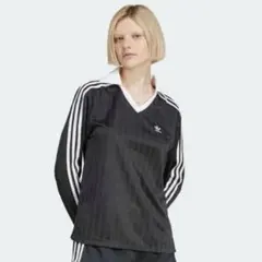 アディカラー フットボール ジャカード Vネック 長袖ポロシャツ　3XL