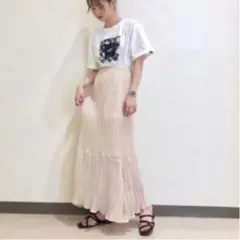 kastane シアーチェックスカート　ロングスカート