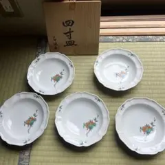 5枚セット　有田焼 館林古琳庵　染錦 柘榴文 銘々皿　 酒井田柿右衛門様式