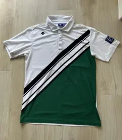 DESCENTE GOLF ポロシャツ メンズ ホワイト グリーン