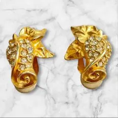 GIVENCHY ヴィンテージ イヤリング クリップ式 ゴールド×ラインストーン