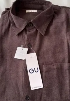 GU フランネルシャツ(長袖) ダークブラウン XS