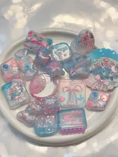 アクリルビーズ セット ピンクブルー　夜光　リボン