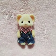 赤ちゃんお洋服　デニム風星柄サロペット•バンダナセット②　ハンドメイド