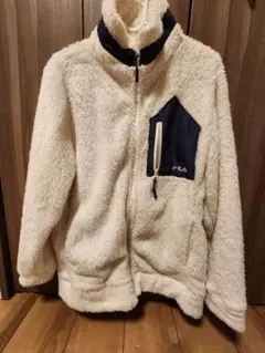 FILA フリースジャケット ホワイト・ネイビー