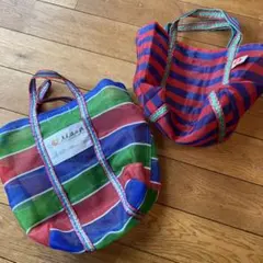 台湾　漁師バッグ　カラフル　バッグ　２点セット