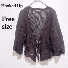 美品✨ Hooked Up 【F】 ダークブラウン カーディガン 五分袖