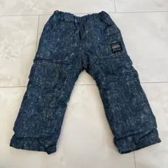 裏地付きダークブルーパンツ ダウンパンツ 冬 裏起毛 スノーパンツ