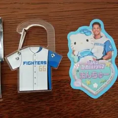 日本ハム ファイターズ ユニフォーム型カラビナ キーホルダー 万波 66 シールのサムネイル