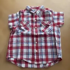 赤と白のチェック 半袖シャツ