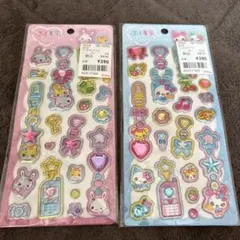 ぷくキラチャームステッカー　まじかるみゅーちゃんフワフワらびちゃん