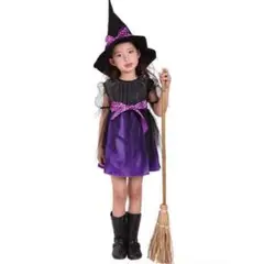 魔女風コスチューム ハロウィン 子供 仮装 コスプレ衣装